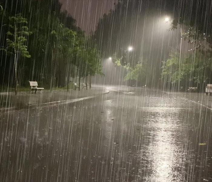 street with rain and cars