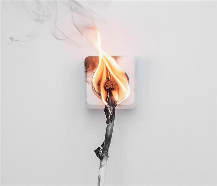 paper of fire in front of white wall
